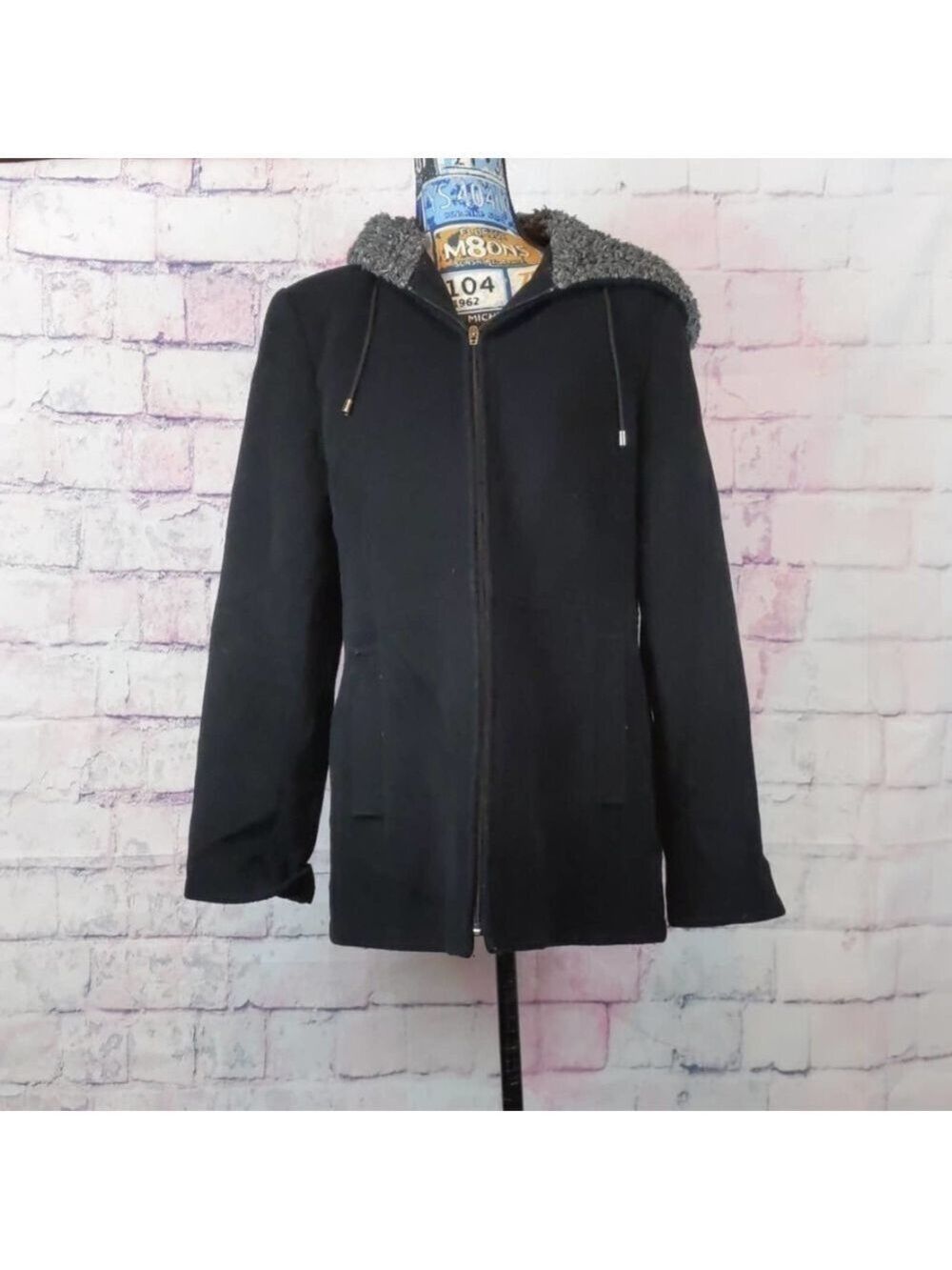 FLEET street wool black coat size medium